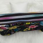 Floral Print Small Purse or Makeup Cosmetic Wristlet 3 Black Photo 2