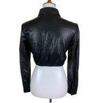 Bershka  Faux Leather Cropped Jacket Button Front Moto Chic Black Medium Photo 2