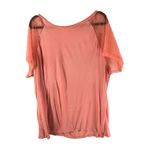 Simply Be Womens Top Sheer Lace Sleeves Hearts Knit Stretch Blush Pink 24 Photo 1