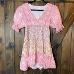 Saylor  Leigha Puff Sleeve Floral Pink Mini Dress Photo 3