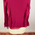 Rachel Parcell  Maroon Ruffle Blouse NWT XS Photo 3