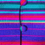 Vintage Adrianna Papell Jacket Collarless Blazer Silk Rainbow Stripe Long Sleeve Blue Size 8P Photo 8