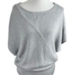 White House | Black Market NWT Silver Glam Dolman Sleeve Knit Sweater Size M Photo 0