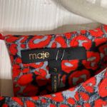 Maje  Rivele Ruffled Leopard-print Crepe Midi Dress Size Large Red Animal Print Photo 5