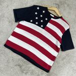 Christopher & Banks  Vintage American Flag Knit Sweater Shortsleeve Patriotic L Photo 0