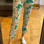 ZARA 291  Green Floral Pants Office Casual Small Photo 0