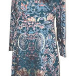 Peace + Love Paisley Floral Velvet Burnout Dress Sz M Baroque Whimsy Glam New Blue Size M Photo 0