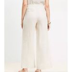 Loft linen blend taupe drawstring wide leg pant large Photo 1