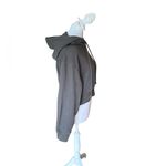 ZARA  Cropped Hoodie Sweatshirt Fleece Lined Womens Size Medium Gray Grey Photo 2