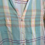 Holding Horses  Womens 0 Anthropologie Blue Plaid Cotton Tunic Top Oversized Photo 2