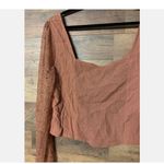 Wild Fable NWT Sz XL Cropped Top Blouse Bustier Look Lace Sleeves Smocked Back Photo 6