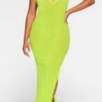 SKIMS Summer Mesh Lace Plunge Neon Green Highlighter Sleeveless Long Dress 2X Photo 9