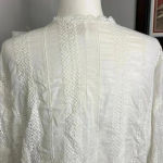 Everly  White Lace Eyelet Open Top Cardigan Sweater Size Large Photo 4