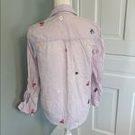 Anthropologie Maeve purple sequin flowers button down long sleeve top 6 Photo 3