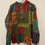 Kathmandu Imports Multicolor Patchwork Hoodie with Wooden Buttons by Kathmandu  Photo 0