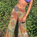 ZARA Boho bohemian bell bottom flared wide leg trouser pants Photo 0