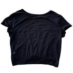Zyia  Active womens large black dark gray crop short sleeve shirt twist gym lulu Photo 2
