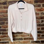 PINK Victoria's Secret Cream Long Sleeve Thermal Waffle Knit Henley Size Large Photo 2