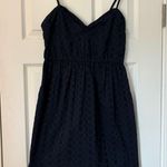 J. Crew Factory Navy Eyelet Tie Shoulder Cami Mini Dress S Preppy Summer Grad Blue Photo 2