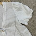 ZARA Women’s 100% Linen V-Neck Button Down Shirt Shortsleeve in White M Photo 7