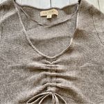 LA Hearts Women’s Cropped Brown Soft Lightweight V Neck Long Sleeve Sweater Top NWOT Sz S Photo 3