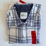 Jachs Girlfriend Women Plaid Button-Up Shirt Blue/White Long Sleeve Soft Flannel Photo 1