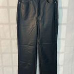 H&M NWT Black Vegan Faux Leather High Waist Straight Leg Pants Size 4 Photo 1