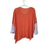 Free People Star Destructed Henley Top Size Small Coral Layered Oversized Photo 4