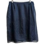 Kasper Black Silk Overlay Beaded Floral Detail Lined Pencil Skirt Size 14 Photo 2