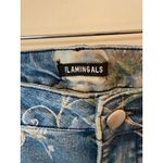 Flamingals Cropped Jeans Womens XL Blue Denim Stretch Floral Relaxed Fit Trendy Photo 4