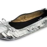 Women's Foldable Portable Travel Ballet Flat Roll Up Slipper Shoes in Silver Size undefined Photo 0