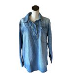 Free People NWOT We The Free Leah Denim Pullover Jacket Blue Oversized Photo 7