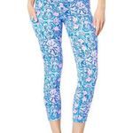 Lilly Pulitzer Luxletic Weekender Mid Rise Legging Blue Peri Takin It Easy Sz.M Photo 0