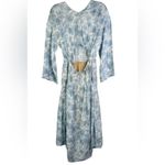 Vince NWT Large Dahlia Long-Sleeve Double VNeck Midi Dress Blue Floral Cut Out L Photo 6