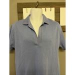 ZARA  Women’s Blue Short Sleeve Collared Polo V-Neck Cotton T-shirt Dress- Large Photo 1