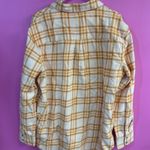 Aerie Orange Plaid Flannel Button Down Top Photo 3