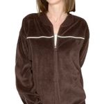 Aritizia TNA Brown Velour Velvet White Piping Zip Photo 0