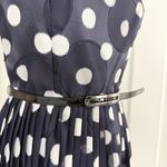 Adrianna Papell Polka Dot Pleated Belted Cocktail Dress Navy Blue White Sz 8 NWT Photo 7