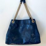 Gucci Navy blue patent leather SOHO double chain GG tote bag large Rare Photo 2