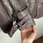 Tinley Road taupe washed real leather Moto jacket size S Gray Photo 7