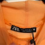 ZARA  women’s RUCHED TULLE TOP SEMI-SHEER Orange color long sleeve top small Photo 3