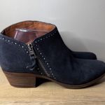Lucky Brand  Boots 9M Navy Blue Suede Studded Ankle Booties Zip Boho Western Moto Photo 0