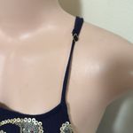 Ark & Co. gold sequined floral dark navy blue dress woman size SMALL Photo 4