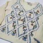Vintage 70s Huntington Ridge Hand Knit Floral Sweater Size L Photo 2