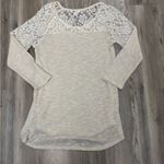Candie's  Cream Lace Sleeve Sweater Photo 1