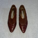 via spiga  Vintage Brown Ruched Suede Italian Leather Pointed Toe Shooties Sz 5.5 Photo 1