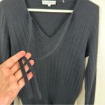White + Warren Cashmere Sweater Womens Medium Black Ribbed Knit V Photo 2