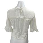 ZARA  Women's White Lace Embroidered High Neck 3/4 Flarted Sleeve Blouse Top XS Photo 1