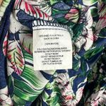 Label of Love Boho Tunic Top S Navy Tropical Floral Flowy Ruffle Hem Festival Blue Photo 2