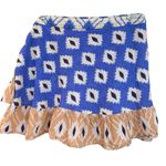 ZARA  Blue Tan Print Ruffled Mini Wrap Pareo Skirt Coverup Size Large Photo 6